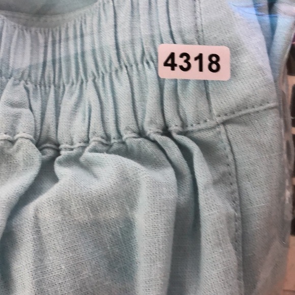 Madewell Pants Petite Pull-On Straight Crop Linen Blend Blue Heron NWT Size 8P - Picture 12 of 12